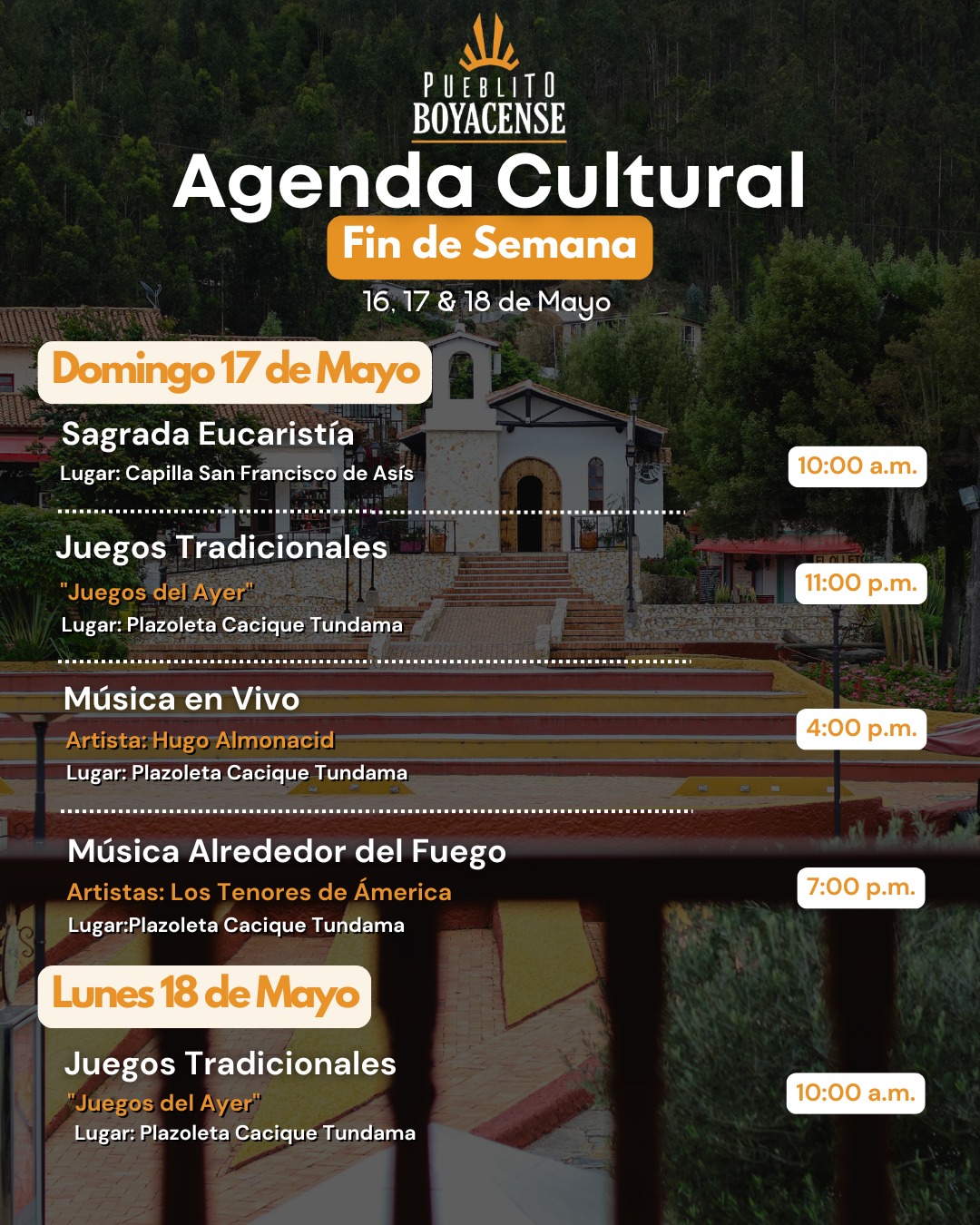 Agenda Cultural 16, 17 &18 de Mayo